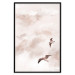 Poster Celestial Lovers - birds and clouds against a pink sky background 136538 additionalThumb 7
