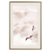 Poster Celestial Lovers - birds and clouds against a pink sky background 136538 additionalThumb 2