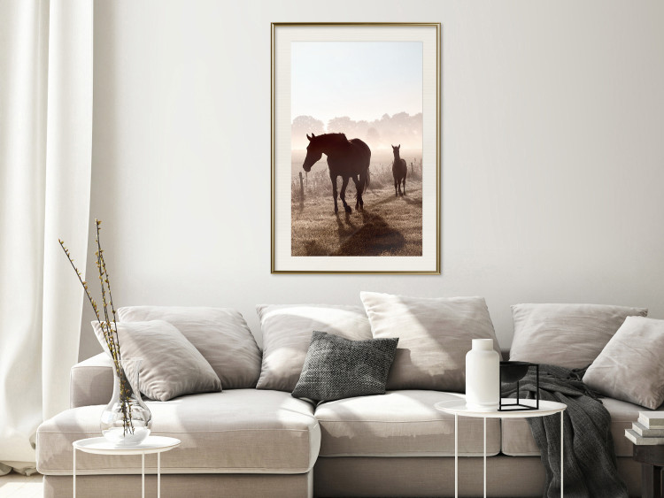 Poster Morning of Memories - landscape of running horses against a misty forest 138038 additionalImage 11
