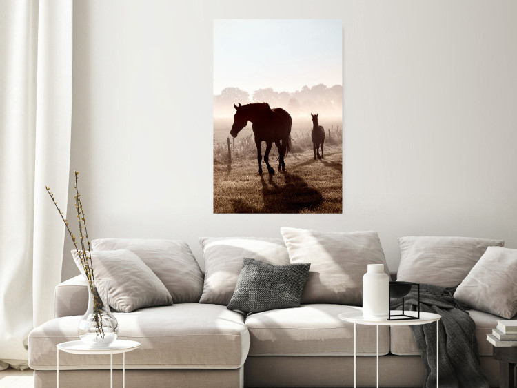 Poster Morning of Memories - landscape of running horses against a misty forest 138038 additionalImage 18