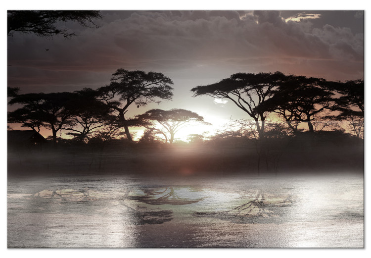 Canvas Print Acacia Trees (1-piece) Wide - sunset over calm water 142338