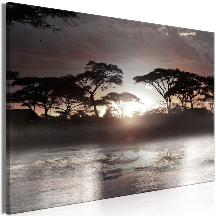Canvas Print Acacia Trees (1-piece) Wide - sunset over calm water 142338 additionalImage 2