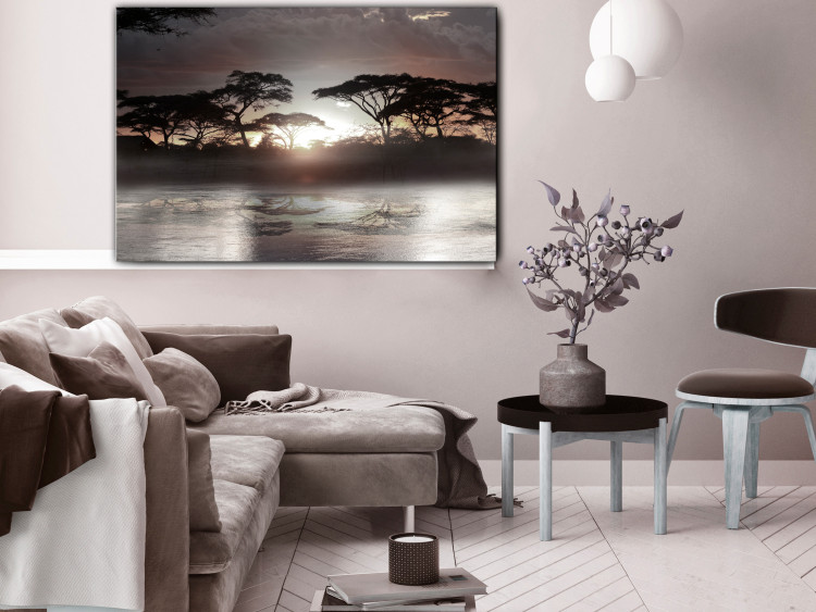 Canvas Print Acacia Trees (1-piece) Wide - sunset over calm water 142338 additionalImage 3