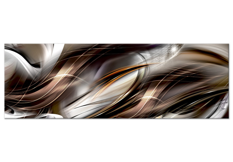Canvas Print Streaks (1-piece) Narrow - gray-brown abstraction in delicate waves 143738