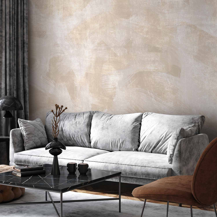 Wall Mural Brushstroke - abstract with traces of painting on a beige background 144038