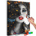 Paint by number Beautiful Eyes - Woman With Red Lips and a Cat With a Blue Collar 144138 additionalThumb 5