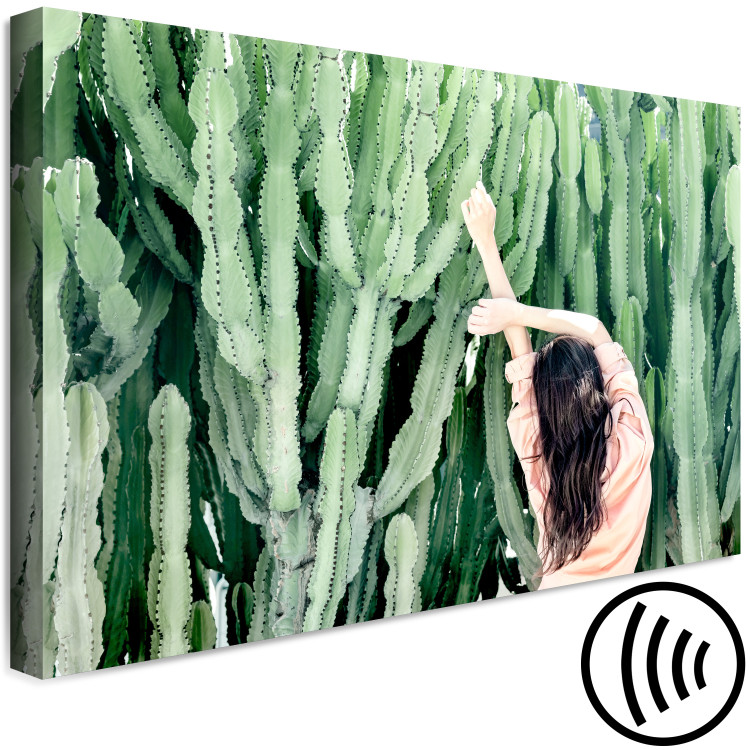 Canvas Art Print Cactus Landscape (1-piece) - female figure and green plants 144338 additionalImage 6