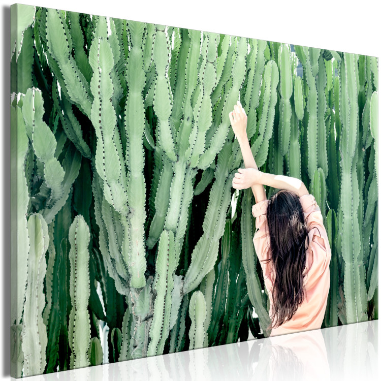 Canvas Art Print Cactus Landscape (1-piece) - female figure and green plants 144338 additionalImage 2