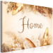 Canvas Home Sign (1-piece) - decorative feathers and grass in warm colors 144738 additionalThumb 2