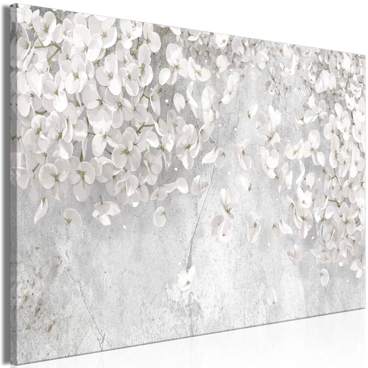 Canvas Print White Flowers (1-piece) - white plants on a gray stone background 148838 additionalImage 2