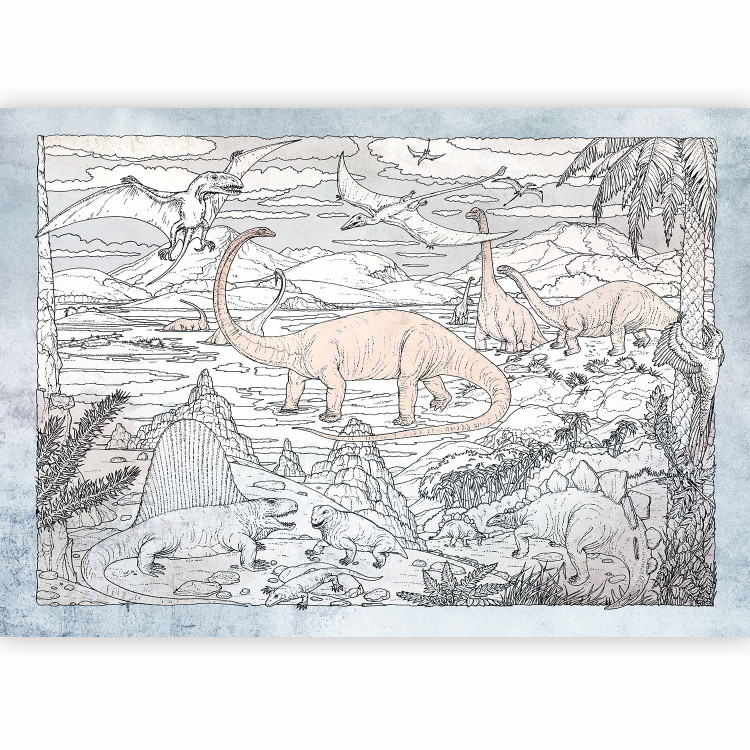 Photo Wallpaper Jurassic World - Hand Drawn Dinosaurs in Pastel Colors 149238 additionalImage 5