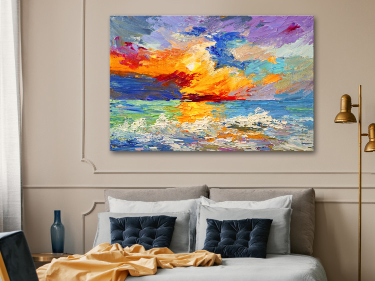 Canvas Seascape - Painted Sun at Sunset in Vivid Colors 149838 additionalImage 3
