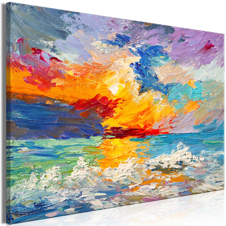 Canvas Seascape - Painted Sun at Sunset in Vivid Colors 149838 additionalImage 2