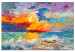 Canvas Seascape - Painted Sun at Sunset in Vivid Colors 149838