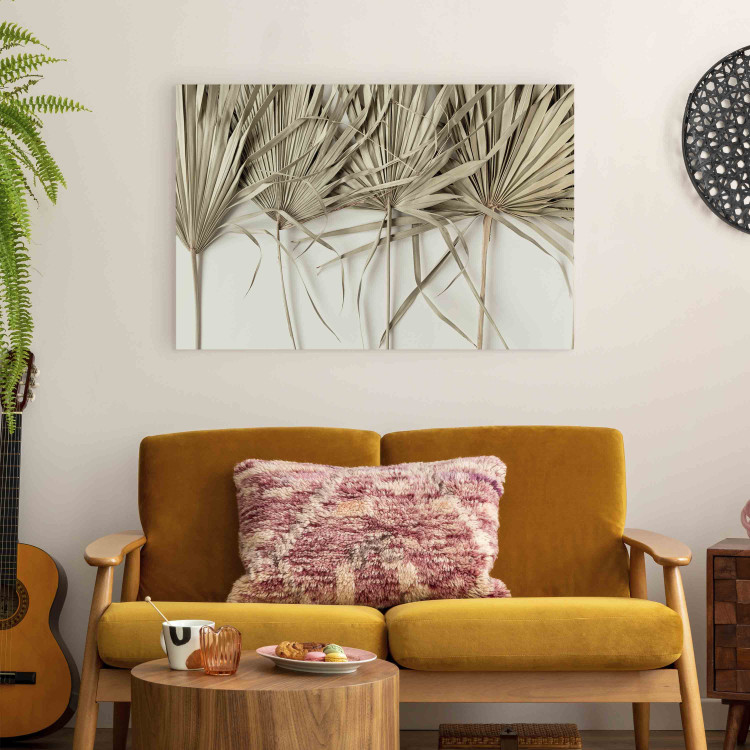 Canvas Boho palm - composition with dried palm leaves on a light background 151238 additionalImage 3