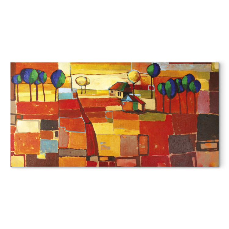 Canvas Print Rainbow Fields (1-piece) - colorful abstract landscape with trees 46638
