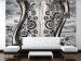 Wall Mural Inspiration - Black Ornaments on Background with Raw Wood in Gray Tones 60838