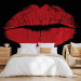 Photo Wallpaper Sensual Kiss - Red female lips with lipstick on a black background 61238 additionalThumb 2
