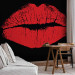 Photo Wallpaper Sensual Kiss - Red female lips with lipstick on a black background 61238 additionalThumb 4