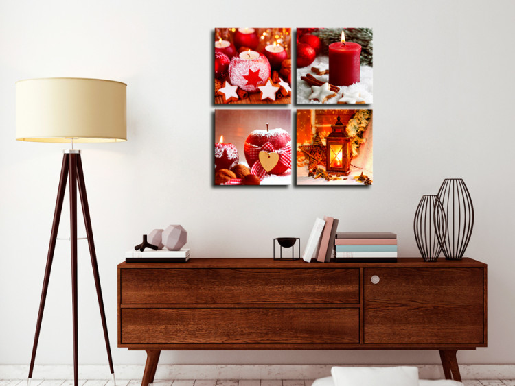 Canvas Art Print Holiday Time (4-part) - red decorations for Christmas 94238 additionalImage 3