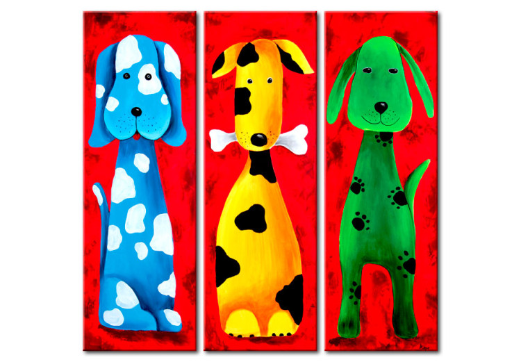 Canvas Three colors dogs 106948