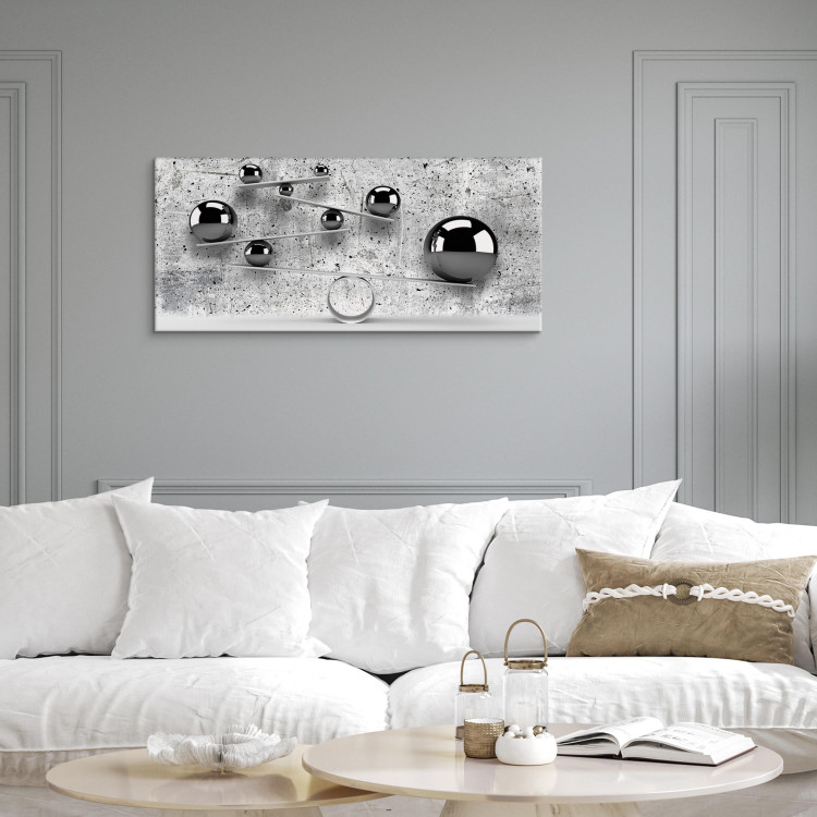 Canvas Art Print Spheres and Concrete (1-part) Wide - Futuristic Balls on Gray Background 107548 additionalImage 5