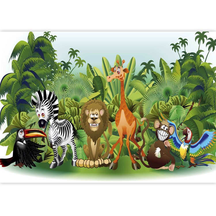 Wall Mural Jungle - wild animals from Africa among green trees for children 107848 additionalImage 3