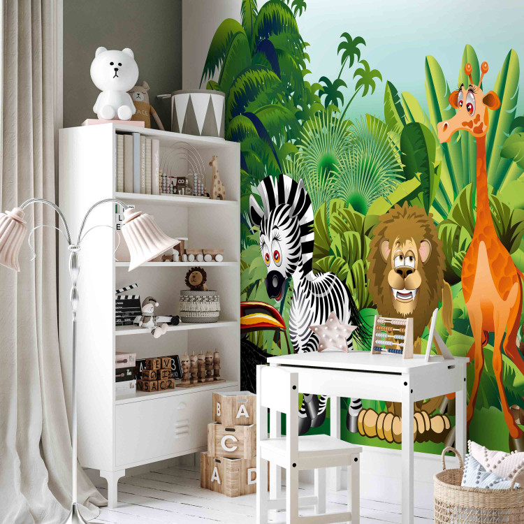 Wall Mural Jungle - wild animals from Africa among green trees for children 107848 additionalImage 6