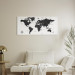 Canvas Art Print Black and White Map (1-part) Narrow - Black World Map with Labels 108448 additionalThumb 3
