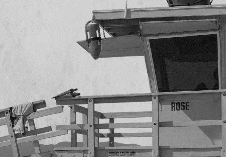 Poster Lifeguard Tower with USA Flag - black and white shot with beach and ocean 116348 additionalImage 9