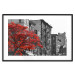 Poster Autumn in New York - black and white urban landscape with a red tree 117148 additionalThumb 15