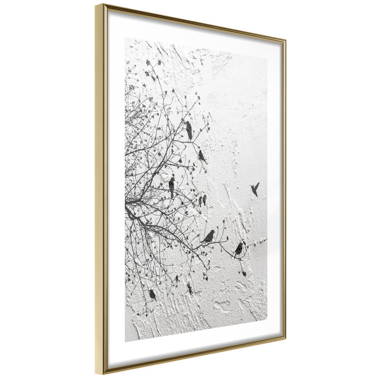 Wall Poster Birds on a Tree - black and white landscape among branches on a rough background 117248 additionalImage 8