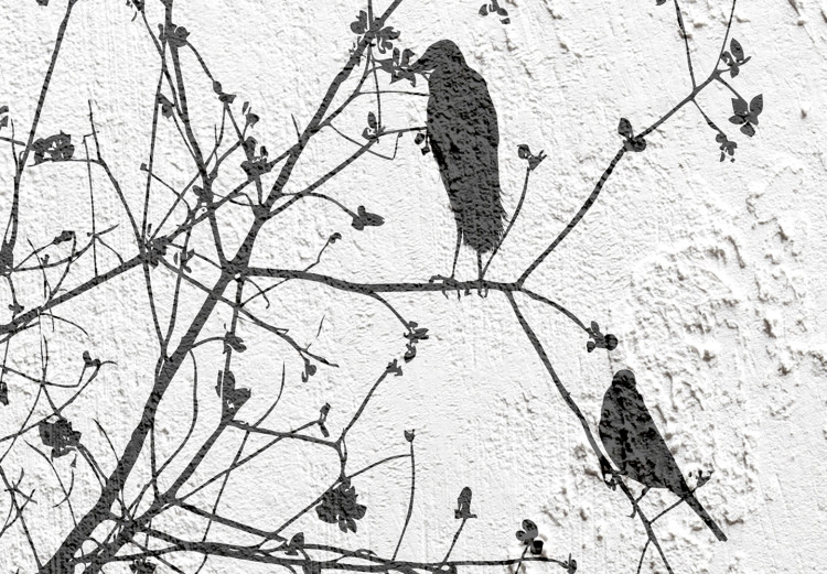 Wall Poster Birds on a Tree - black and white landscape among branches on a rough background 117248 additionalImage 9