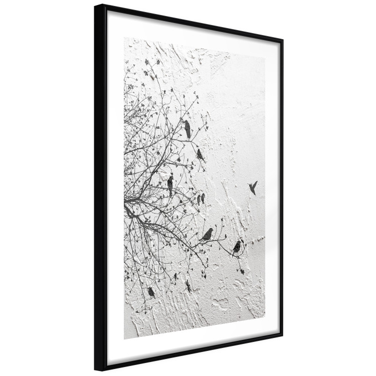 Wall Poster Birds on a Tree - black and white landscape among branches on a rough background 117248 additionalImage 13