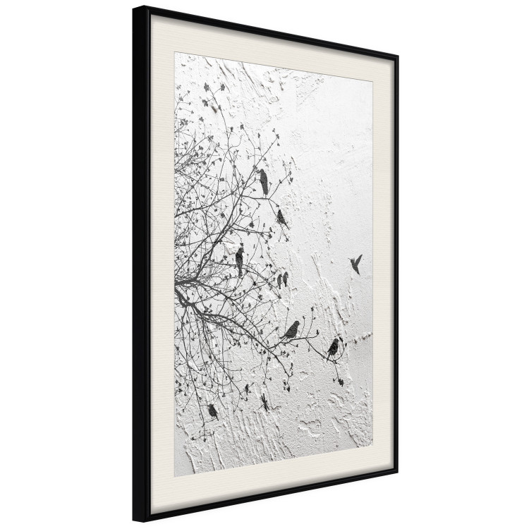 Wall Poster Birds on a Tree - black and white landscape among branches on a rough background 117248 additionalImage 3