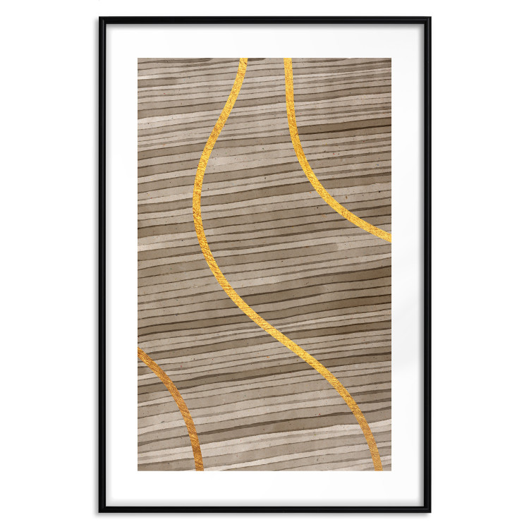 Wall Poster Watercolor and Gold - unique abstraction in elegant waves on a bronze background 119248 additionalImage 17