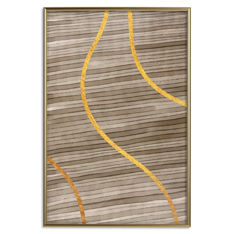 Wall Poster Watercolor and Gold - unique abstraction in elegant waves on a bronze background 119248 additionalImage 20