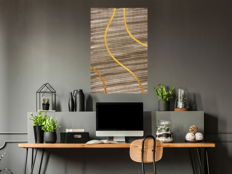 Wall Poster Watercolor and Gold - unique abstraction in elegant waves on a bronze background 119248 additionalImage 17