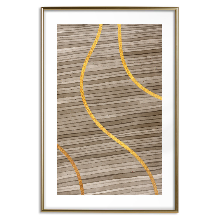 Wall Poster Watercolor and Gold - unique abstraction in elegant waves on a bronze background 119248 additionalImage 14