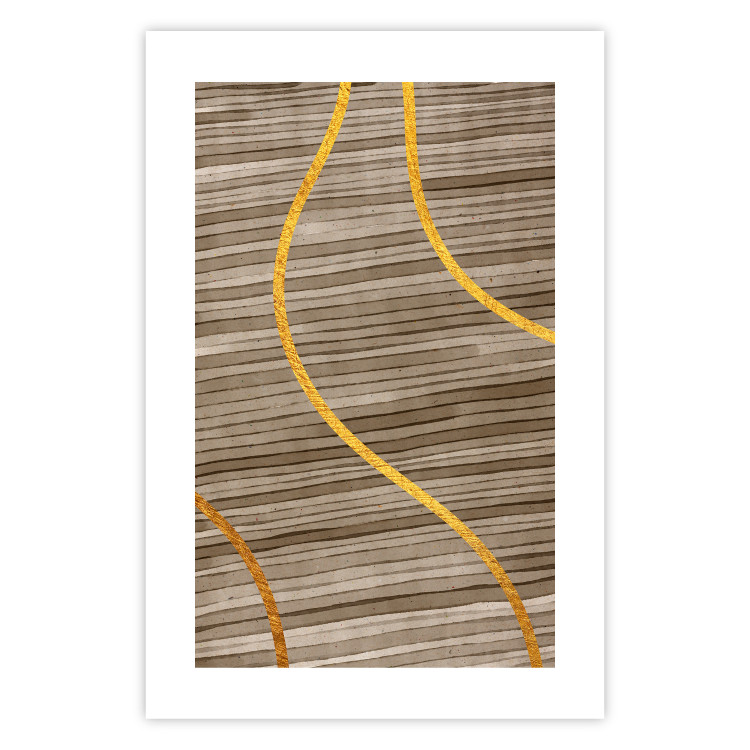 Wall Poster Watercolor and Gold - unique abstraction in elegant waves on a bronze background 119248 additionalImage 19
