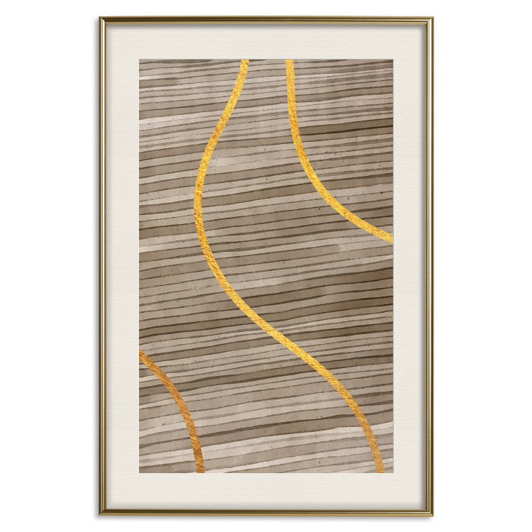 Wall Poster Watercolor and Gold - unique abstraction in elegant waves on a bronze background 119248 additionalImage 19
