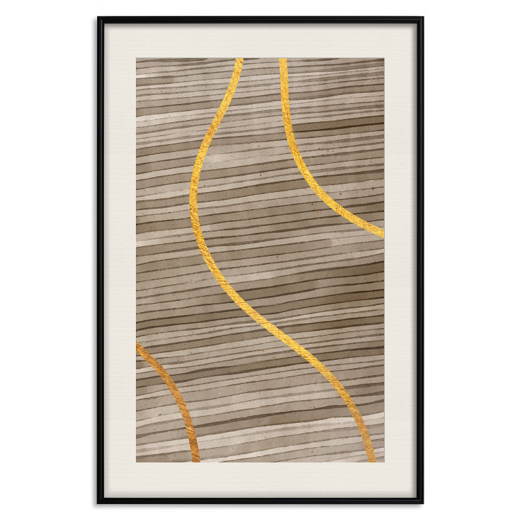Wall Poster Watercolor and Gold - unique abstraction in elegant waves on a bronze background 119248 additionalImage 18