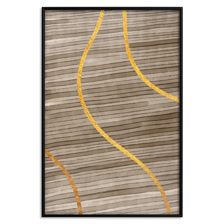 Wall Poster Watercolor and Gold - unique abstraction in elegant waves on a bronze background 119248 additionalImage 24