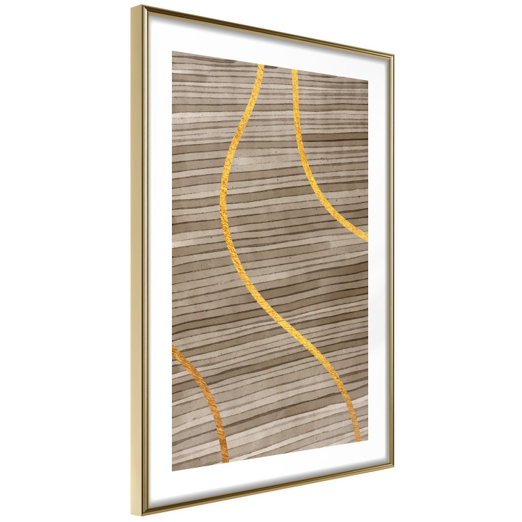 Wall Poster Watercolor and Gold - unique abstraction in elegant waves on a bronze background 119248 additionalImage 6