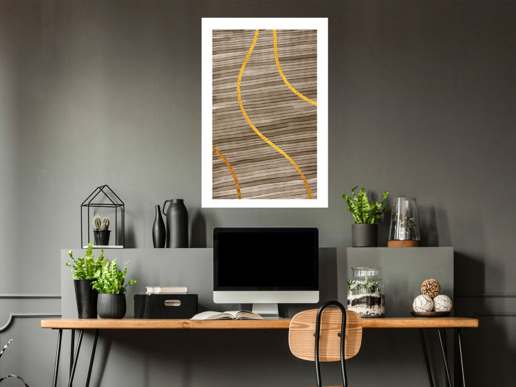 Wall Poster Watercolor and Gold - unique abstraction in elegant waves on a bronze background 119248 additionalImage 4