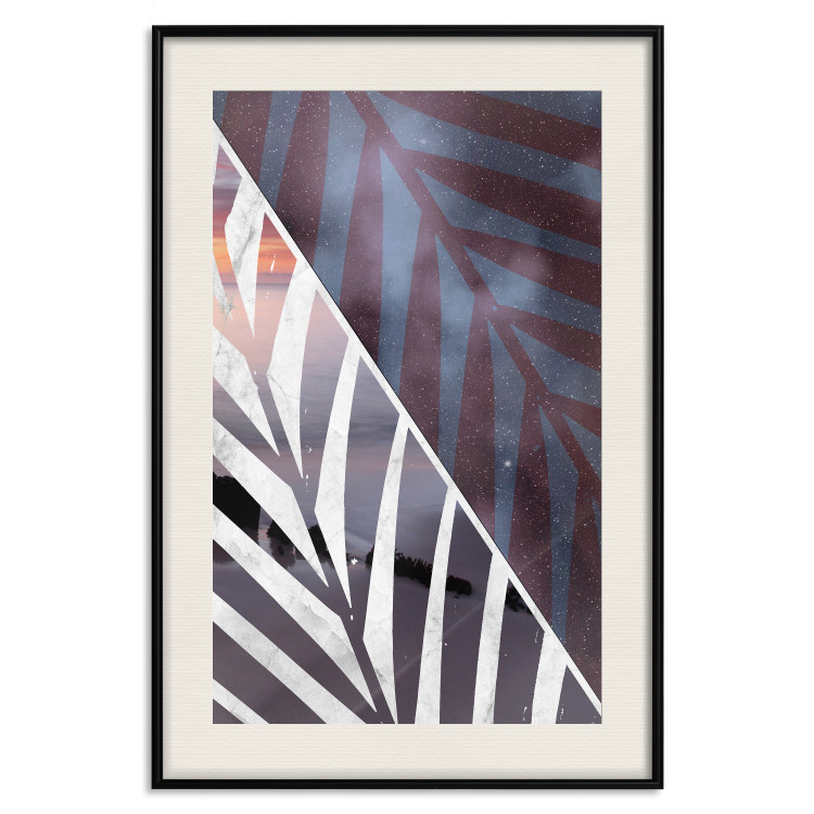Poster Tropical Day - leaf pattern with a background of sea landscape and stars 123048 additionalImage 18