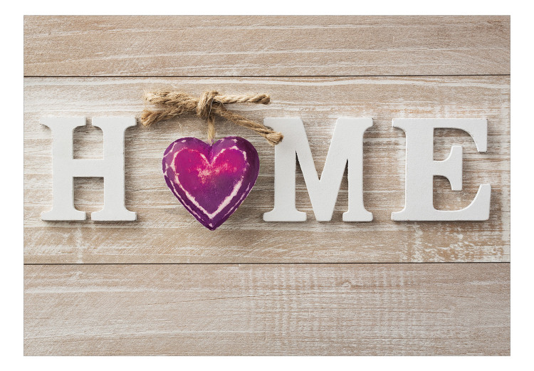 Photo Wallpaper Heart of the house – ‘’Home’’ Inscription in English on a wooden background with a heart in one of the letters 125048 additionalImage 1