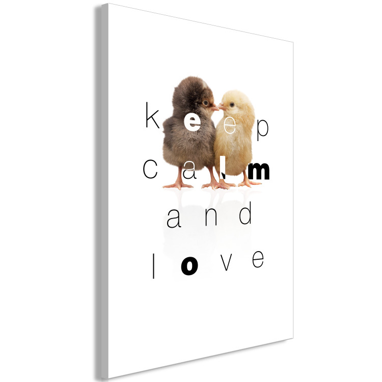 Canvas English Keep calm and love sign - a composition with two chickens 125248 additionalImage 2