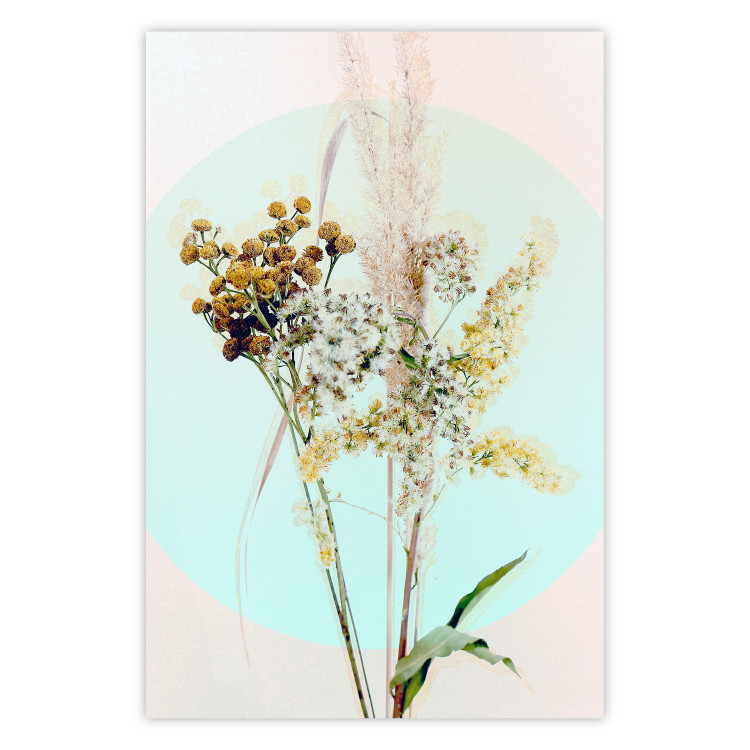 Poster Bouquet in Mint Fullness - spring flowers on a blue pastel background 126548