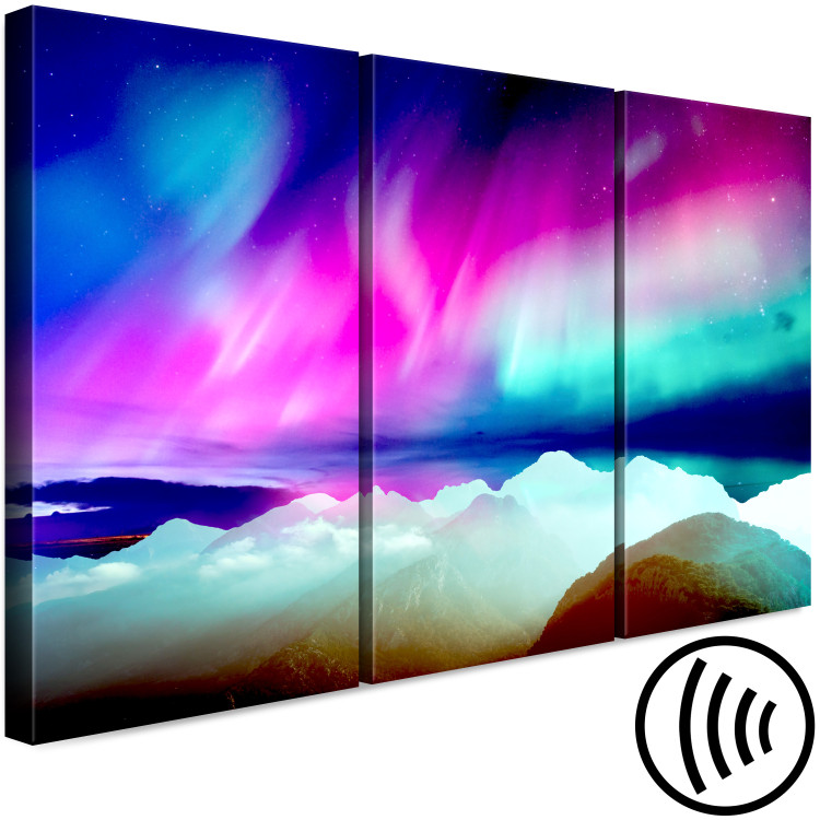 Canvas Print Wonderful Aurora (3-part) - landscape of colorful northern lights 127548 additionalImage 6